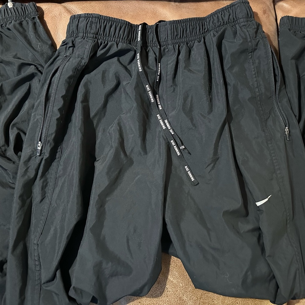 Nike LARGE Running Pants Lightweight black track cross country XC pockets zipper